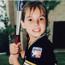 Photo of Lisa Boothe playing softball as a child