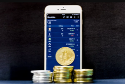 A smartphone open to the cryptocurrency portfolio tracking app Blockfolio.