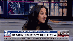 Gif of Emily Compagno from an appearance she made on the The Greg Gutfeld Show.