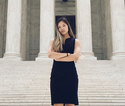 Hannah Hsieh outside the Supreme Court of the United States