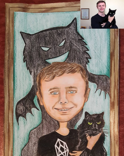 Jenina619's caricature of Dan Larimer ​ and his cat