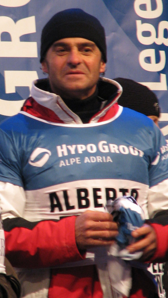 Alberto Tomba, winner of five Olympic medals in Calgary, Albertville and Lillehammer