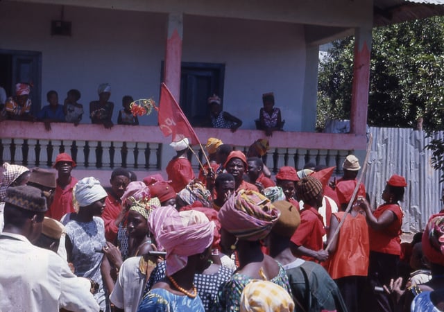 An APC political rally in the northern town of Kabala outside the home of supporters of the rival SLPP in 1968