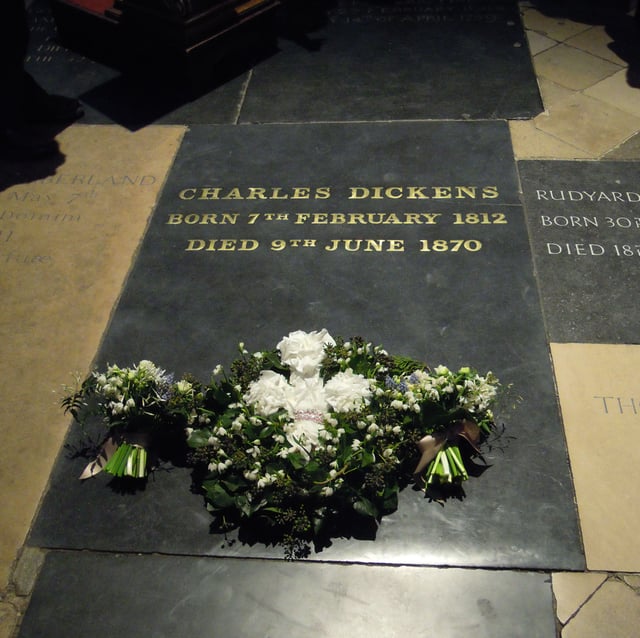 Dickens' grave in Westminster Abbey in 2012