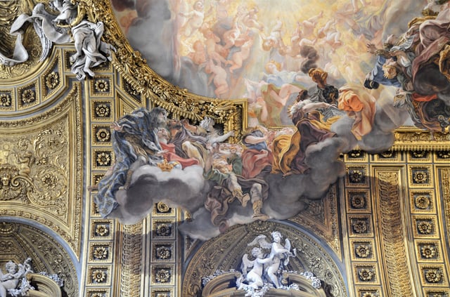 Detail of ceiling showing the trompe l'oeil effect