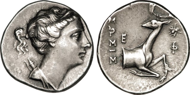 Didrachm from Ephesus, Ionia, representing the goddess Artemis
