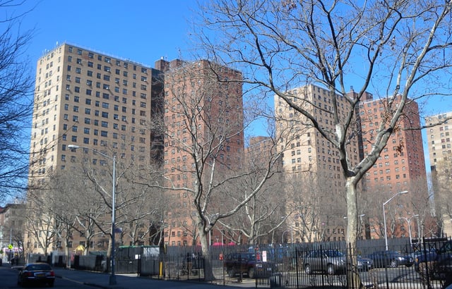 Drew Hamilton Houses, a large low-income NYCHA housing project in Central Harlem