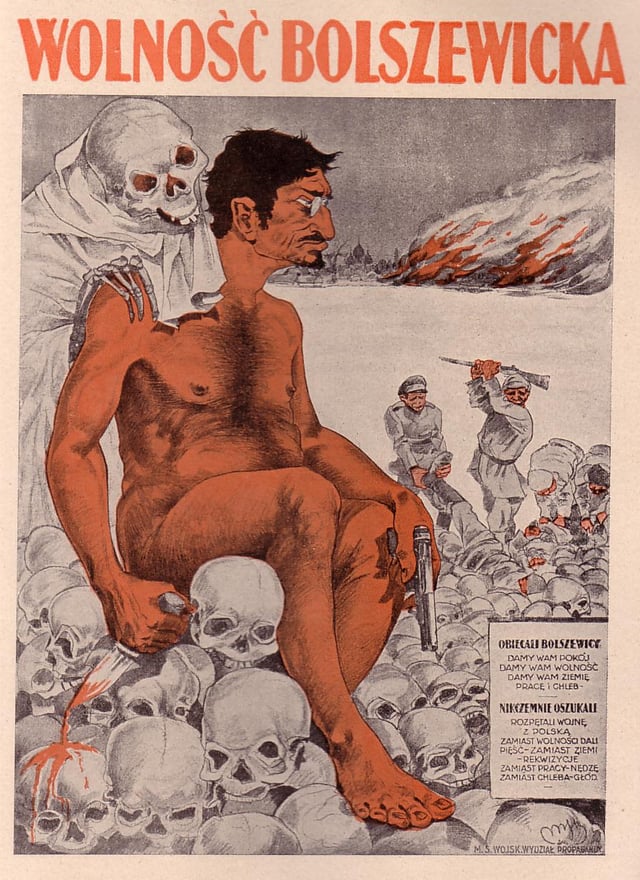 "Bolshevik freedom", Polish anti-communist propaganda poster with nude caricature of Leon Trotsky