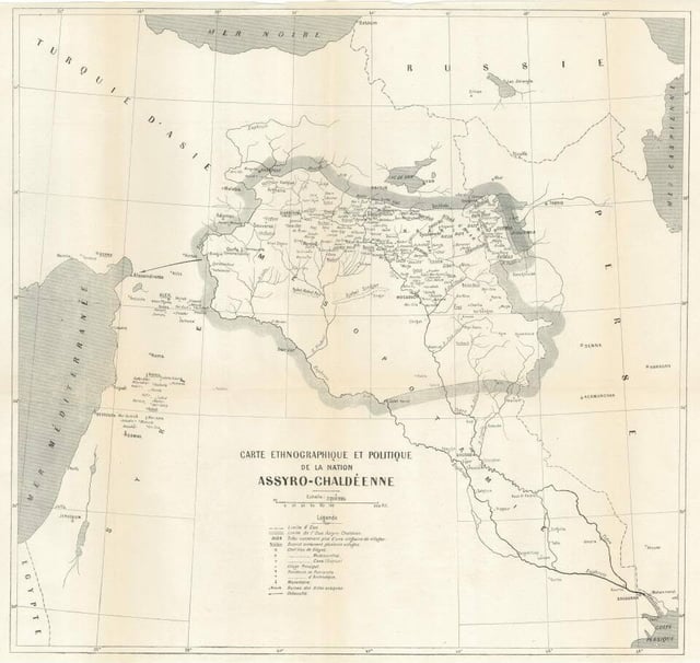 The Assyro-Chaldean Delegation's map of an independent Assyria, presented at the Paris Peace Conference 1919.