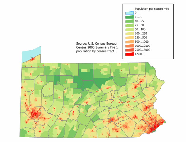 Pennsylvania's population distribution