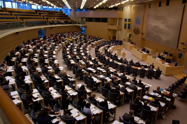 The Riksdag chamber, at the time of a vote, in 2009