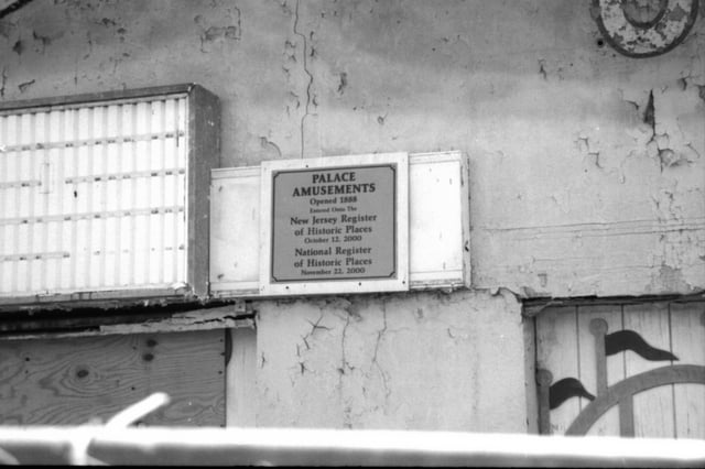 The plaque at the Palace Amusements in Asbury Park, NJ (demolished 2004)