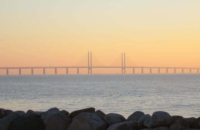 The Öresund Bridge between Malmö and Copenhagen in Denmark