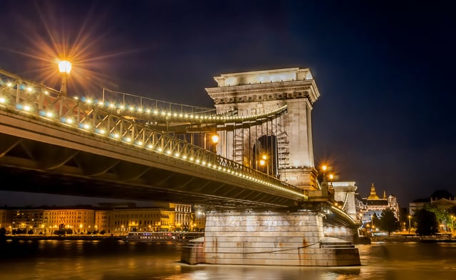 The most famous Budapest bridge, the Chain Bridge, the icon of the city's 19th century development, built in 1849