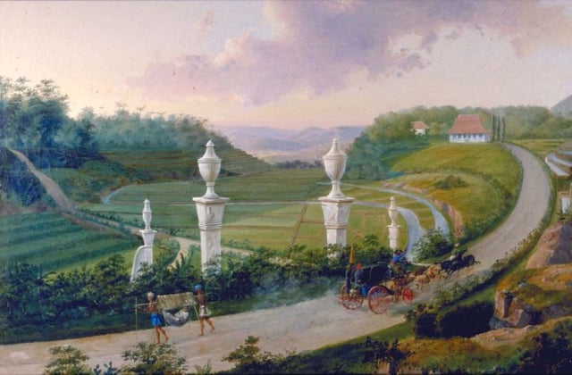 The romantic depiction of De Grote Postweg near Buitenzorg.