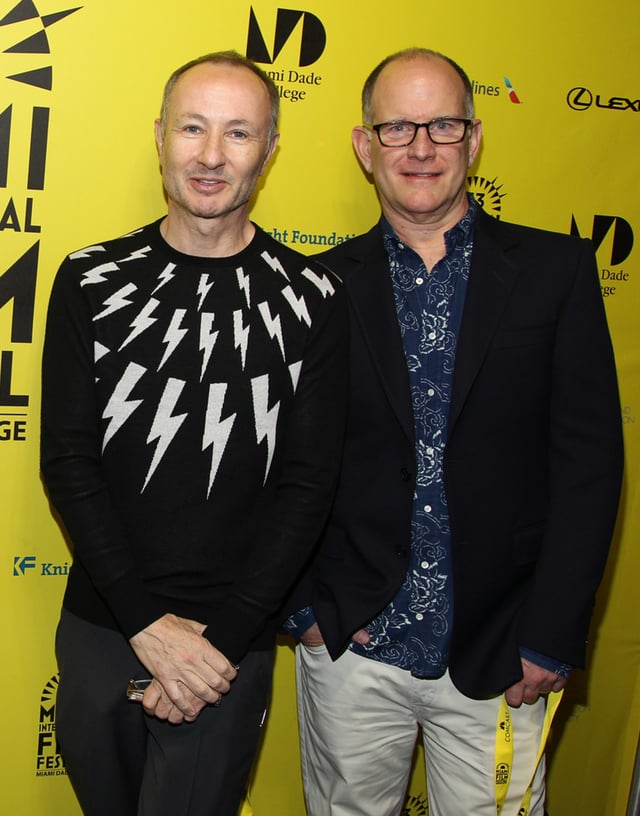 Filmmakers Fenton Bailey and Randy Barbato at the Miami International Film Festival presentation of Mapplethorpe: Look at the Pictures (2016). Photo: David Heischrek