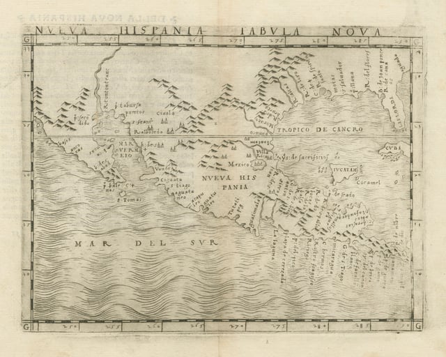 Giacomo Gastaldi's 1548 map of New Spain, Nueva Hispania Tabula Nova