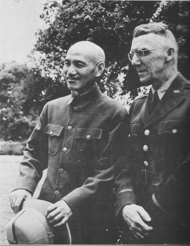 Generalissimo Chiang Kai-shek and General Joseph Stilwell, Allied Commander-in-Chief in the China theatre from 1942–1945