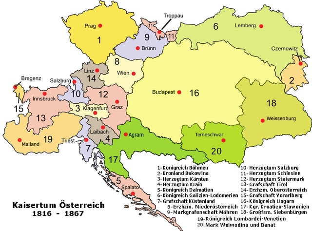 The Austrian Empire, between 1816 and 1867