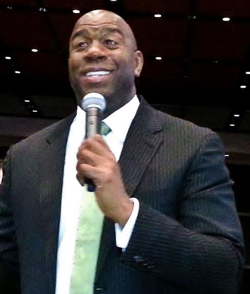 Johnson giving a speech at the George R. Brown Convention Center in Houston, Texas on April 25, 2013.