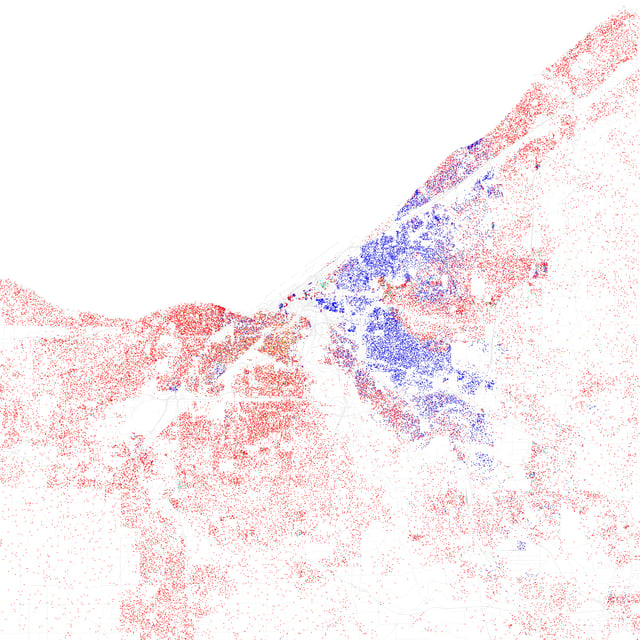 Map of racial distribution in Greater Cleveland, 2010 U.S.