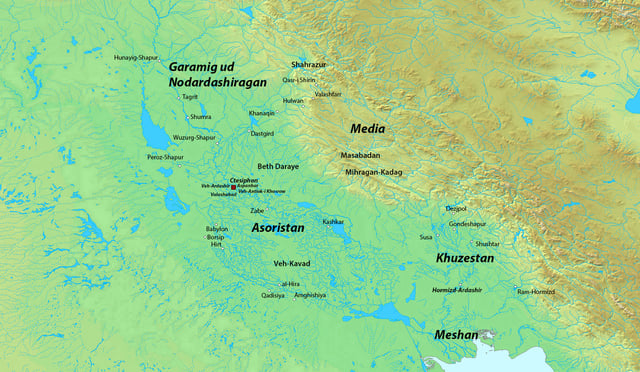 Map of Asōristān (226–637 AD).