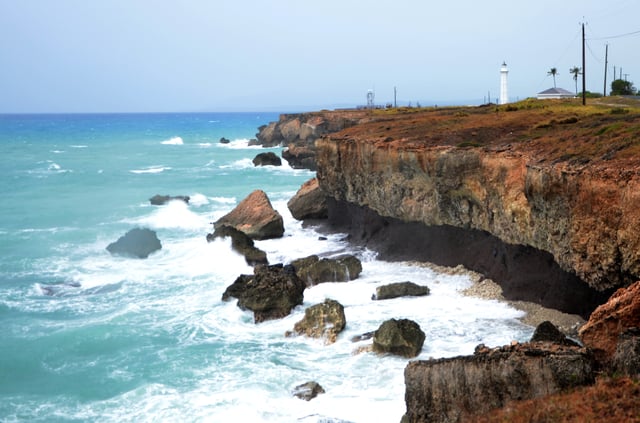 View of cliff erosion a day after Hurricane Matthew hit Naval Station Guantanamo Bay