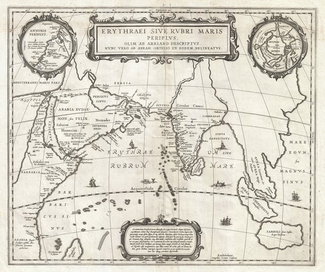 A 1658 naval map by Janssonius depicting the Indian Ocean, India and Arabia.