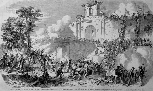 A French drawing of the French Siege of Saigon in 1859 by joint Franco-Spanish forces
