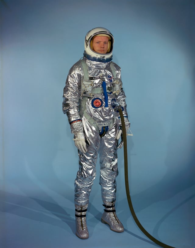 Armstrong in an early Gemini spacesuit