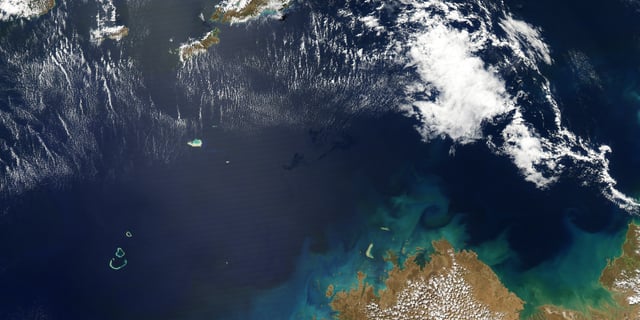 Oil slick from the Montara oil spill in the Timor Sea, September, 2009.