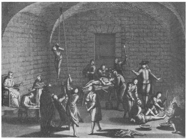 Inquisition torture chamber. Mémoires Historiques (1716)