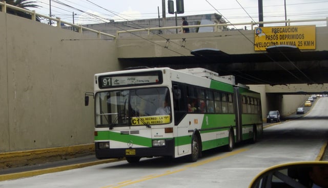 The Trolebús bus rapid transit system that runs through Quito. It is the principal BRT in Ecuador.