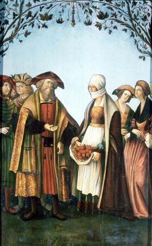 Louis and Elizabeth: Miracle of the roses, altarpiece, Mariahof parish church, 16th century