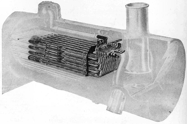 A superheated boiler on a steam locomotive.