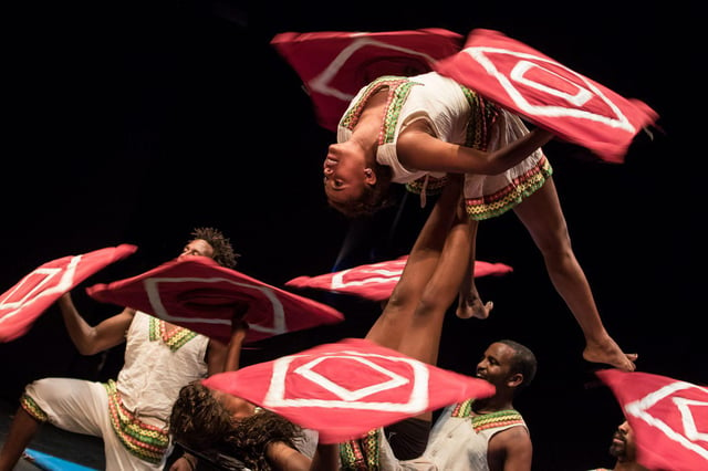 "In search of Christmas" spectacle by Fekat Circus (Ethiopia) at the Matadero Madrid.