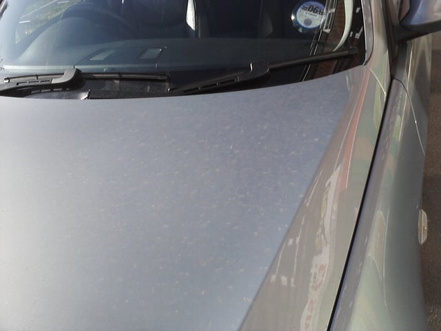 Possible ash fallout from Eyjafjallajökull on a car, Manchester, England, 21 April 2010