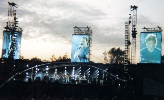 Collins singing "Land of Confusion" at Knebworth, England in 1992.