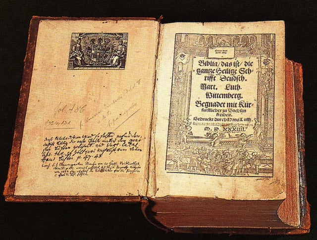 The widespread popularity of the Bible translated into German by Martin Luther helped establish modern German