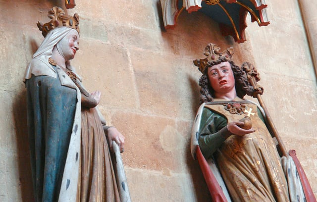 Statues of Otto I, right, and Adelaide in Meissen Cathedral. Otto and Adelaide were married after his annexation of Italy.