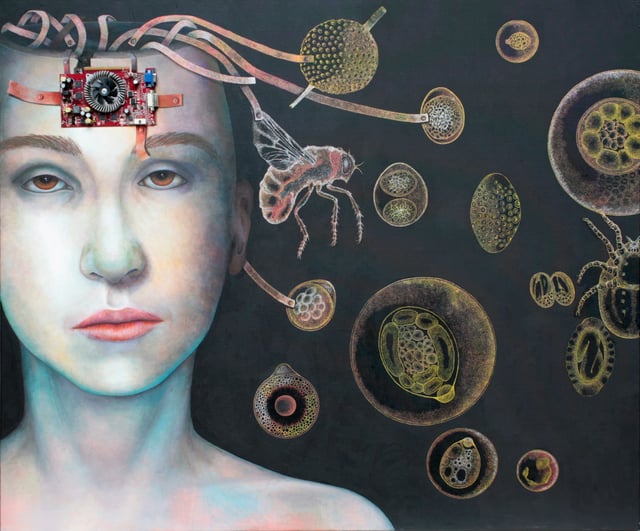 Fictional parasitism: oil painting Parasites by Katrin Alvarez, 2011