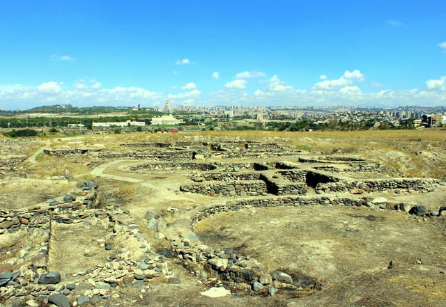 Foundations of Shengavit historical site (site settled 3200 BC cal to 2500 BC cal)