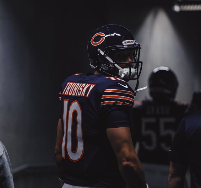 Trubisky in the tunnel before a 2017 game against the Detroit Lions