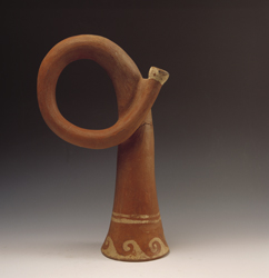 Ceramic trumpet. AD 300 Larco Museum Collection Lima, Peru.