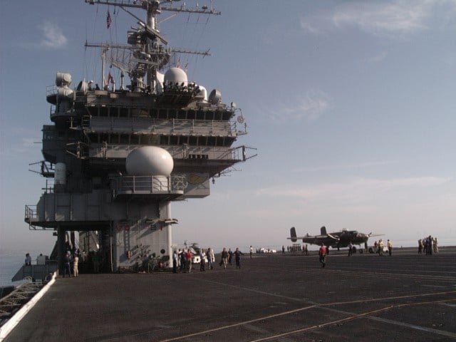 The takeoff sequences for the Doolittle Raid were filmed on USS Constellation, a Kitty Hawk-class aircraft carrier which did not enter service until 1961. Late production models of the B-25J were used instead of the early B-25B.