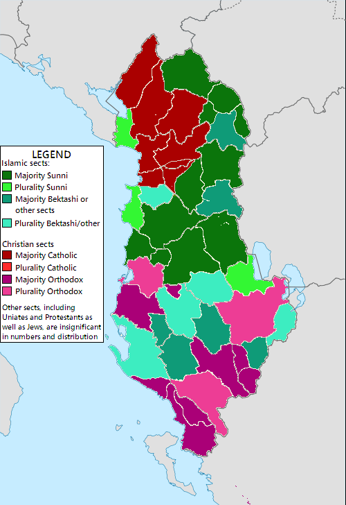 Approximate distribution of religions in Albania