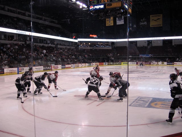 A minor league hockey game being played at Bakersfield's Rabobank Arena