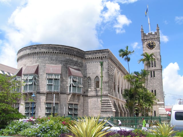 The Barbados parliament building in Bridgetown.