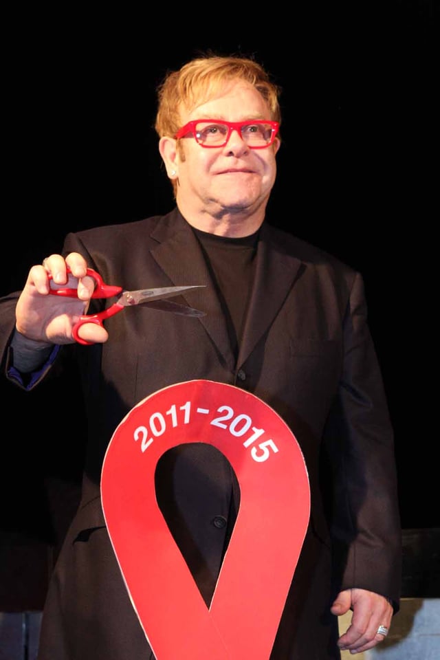 Elton John on World AIDS Day in Sydney, Australia on 1 December 2011