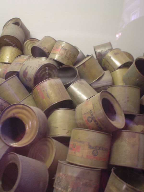 Empty Zyklon B canisters found by the Soviet authorities at Auschwitz-Birkenau in 1945